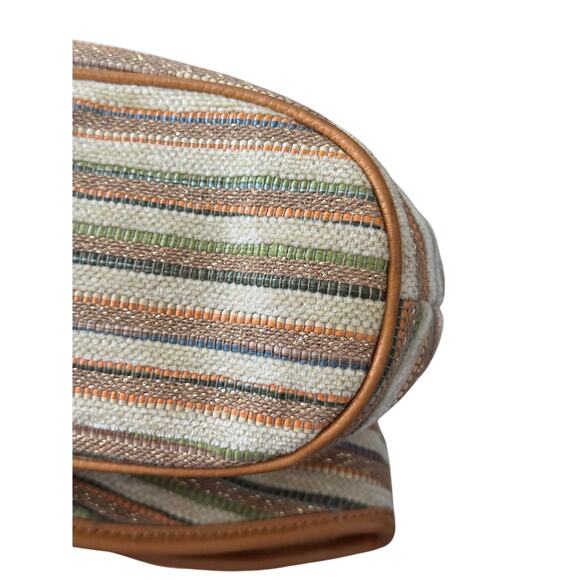Bodhi Tan Brown Striped Hand Bag‎ Purse Leather Accents - Picture 3 of 9
